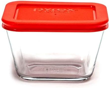 Pyrex pur și simplu magazin 6.5-Cupa/1.5 L mare pătrat WPC-Red Container de depozitare-pachet de 2