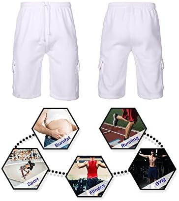 Pantaloni scurți de marfă din fleece pentru bărbați, respirabil, relaxat în formă de antrenament atletic de gimnastică pantaloni