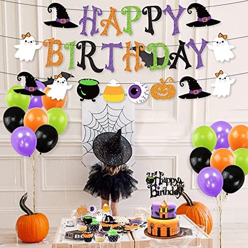 Decorațiuni de petrecere de naștere de Halloween, Halloween la mulți ani bandă fantomă dovleac de halloween tort topper halloween