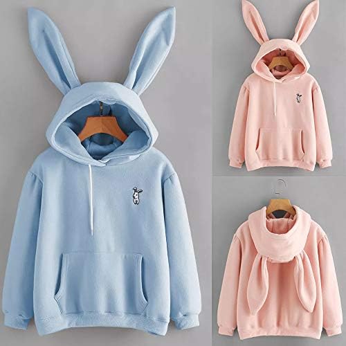 Adolescent fete Bunny Hoodie pentru femei Hanorac Bluză pulover Bluză minunată pentru urechi de iepuri
