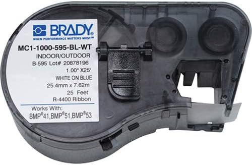 Brady MC1-1000-595-bl-WT B-595, cartuș pentru fabricarea etichetelor, alb pe Albastru
