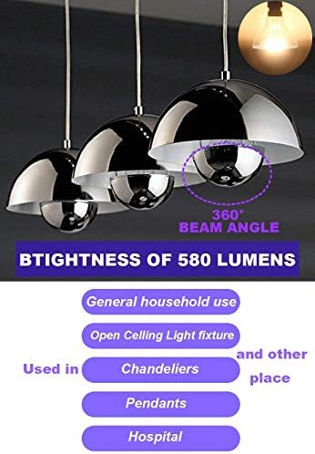 LUXON jumătate crom lumina Dimmable, LED Filament Vintage bec cu oglinda 6w G80 / G25 E26 mediu de bază alb cald 2700K, 2 Pack