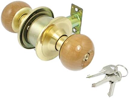 X-DREE dormitor prindere din lemn ton auriu blocare cheie din oțel inoxidabil blocare buton ușă (Bloqueo de madera del bot)