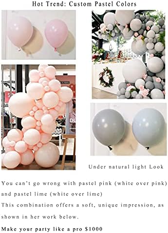Eanjia Balloon Arch & Garland Kit dublu-butoane 5 -18 pasteluri roz gri 12inch Eucalipt artificial 10pcs pentru nuntă pentru copii