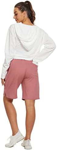 Sicvek Lungime genunchi Femei Bermuda pantaloni scurți elastici talină de talie de tragere a pantalonilor scurți de vară casual