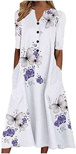 Rochii De Vară Casual Pentru Femei 2023 Primăvară Crew Neck Volane Mânecă Scurtă Floral Vintage Flowy Maxi Dress