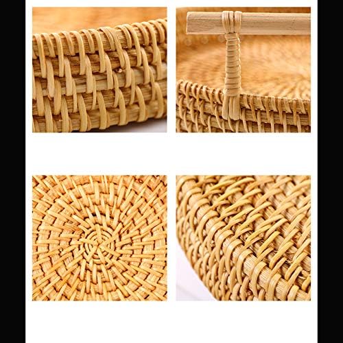 Coș de pâine țesut manual PZJ-3, imitație dreptunghiuri coș de pâine din răchită țesută, tabletă țesută și coș de servire a