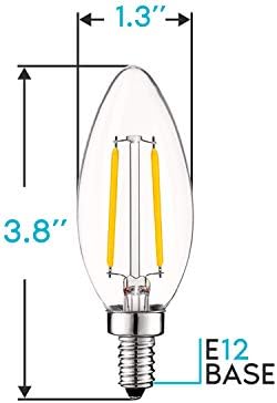 LUXRITE 4W Vintage Candelabre LED Becuri reglabile, 400 lumeni, 3000k alb moale, becuri led candelabru 40W echivalent, sticlă