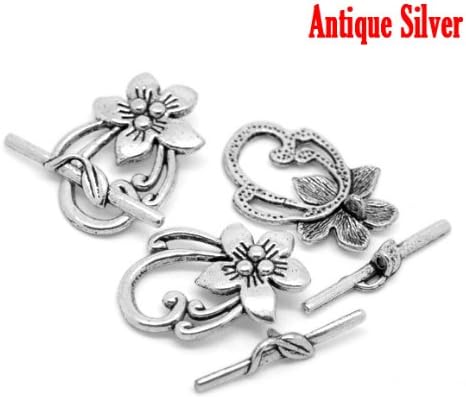 Jgfinds Lily Flower Toggle-10 seturi de brățări de Argint, Accesorii pentru fabricarea bijuteriilor de bricolaj