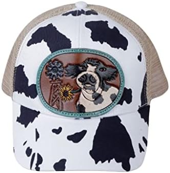 Șapcă De Baseball Din Piele De Vacă Occidentală Pentru Femei-Pălărie Din Plasă Cu Model Din Piele De Vacă