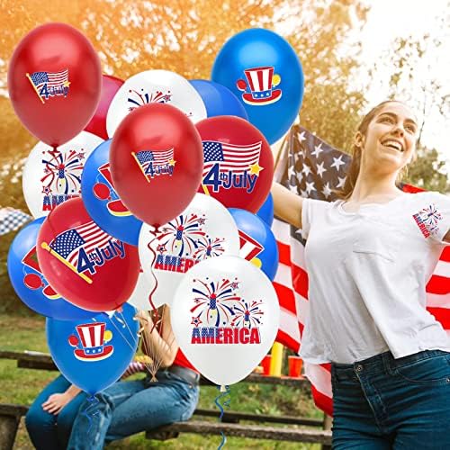 40pcs 12 inch 4 iulie baloane, pavilion american baloane din latex patriotic, livrări de petrecere patriotică albă albastră