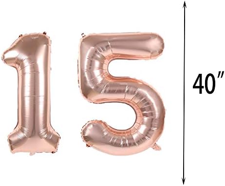 15 ani de naștere balon de 15 ani decorațiuni de aur Rose aur 15 baloane fericite 15 ani de naștere pentru petreceri de naștere
