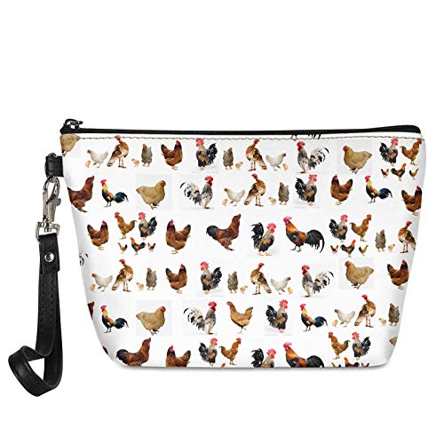 Belidome Rooster Chicken Chicken Cosmetic Bag Purse Machiator Organizator pentru femei pentru bărbați Pu Bruch Husa pentru