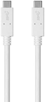 MonoPrice USB C până la USB C 3.1 Cablu Gen 2 - 1 metru - alb | Încărcare rapidă, 10 Gbps, 5a, 30awg, tip C, compatibilă cu Xbox One / PS5 / Switch / iPad / Android și altele - Seria Essentials