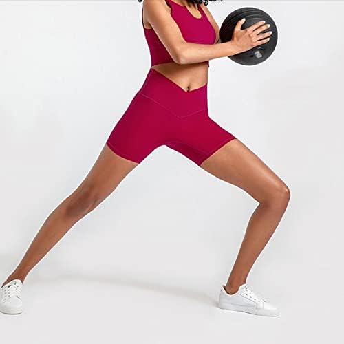TWDYC Femei sportive scurte fitness moale strâns talie față încrucișat yoga legging scurt ciclism atletic