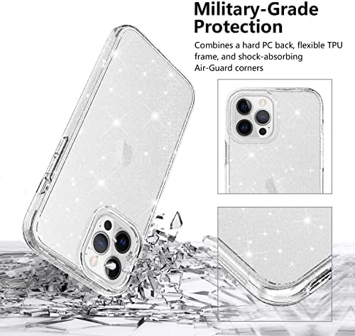 Tedaekti pentru iPhone 14 Pro Max Case Glitter Clear Girly Spankly Shining Bling Slim Fit Shockproof Protector Hard Phone pentru