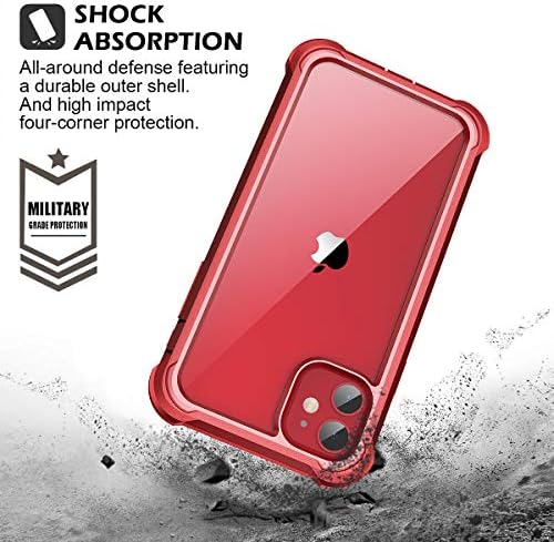Dexnor iPhone 11 Carcasă cu protector de ecran Clear Rugged 360 Full Body Protective Protective Distroof Dur Hard Back Defender