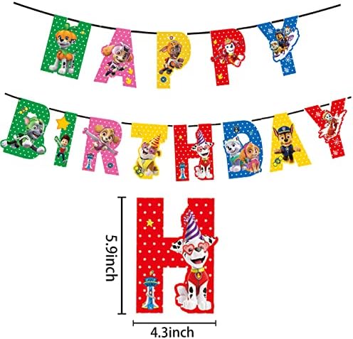 Dog Patrol Happy Birthday bannere și agățat Swirls Birthday Party Decor de petrecere de ziua de Nastere Copii Băieți și fete