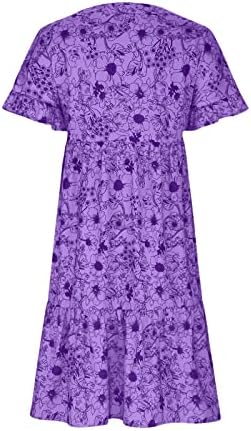 Rochii de vară 2023 de vară pentru femei Boemie Swing floral midi buton front v gât cu mânecă scurtă stratul de șuviță A-linie rochie lungă