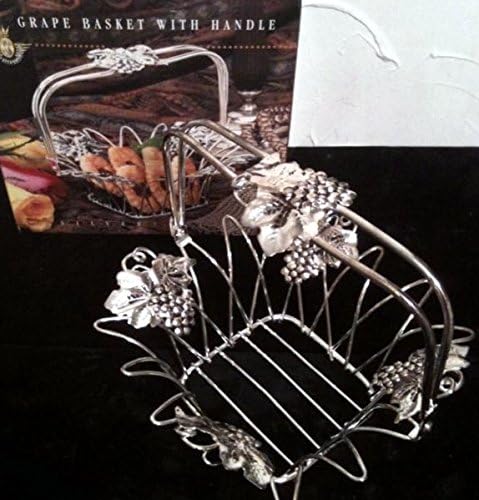 Coș de servire a mesei: frunze de struguri argintii coș de servire a forei decorative cu mâner de pliere cu mâner pliabil