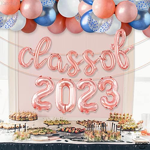 KatchOn, clasa cursivă din aur roz din baloane 2023 - 16 Inch / Banner clasa 2023 pentru decorațiuni de absolvire din Aur Roz