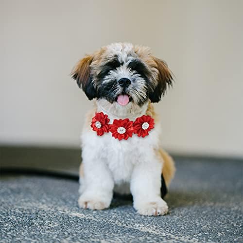 30 Piese Dog Bow Tie Pet Flower Collar Dog Neck Bows Diamond Crystal Dog Accesorii Dog Flower Bows Câini Mici Cat Catelus Bowtie