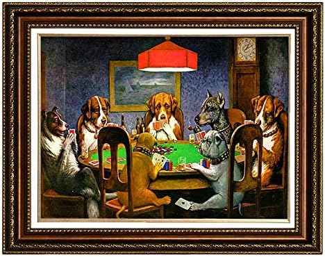 Eliteart-dogs care joacă poker de Cassius Marcellus Coolidge Oil Picting Reproduction Giclee Wall Art Canvas imprimeu Dimensiune încadrată: 28 X 35