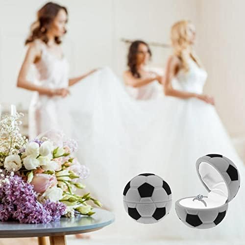 Yhwocd verigheta cutie, Creative fotbal forma catifea inel cutie, cutie inel de logodna pentru propunere, ceremonie, nunta