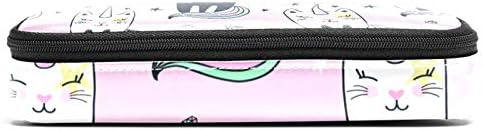 Drăguț Caticorns 84x55in din piele Pencil Geantă cu stilou cu dublu fermoar Geantă de depozitare a papetăriei pentru școlar