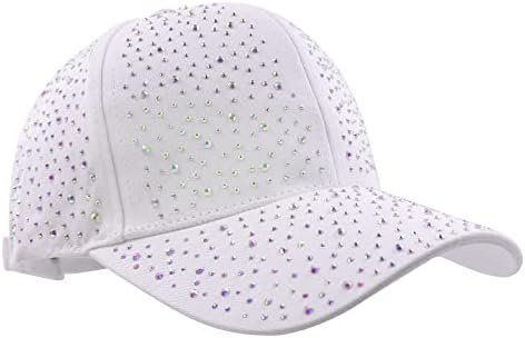Lucios Stras Baseball Cap pentru femei Fete Sparkle cristal Velcro Ponycap reglabil Mesh Trucker Hat în aer liber Sun Cap