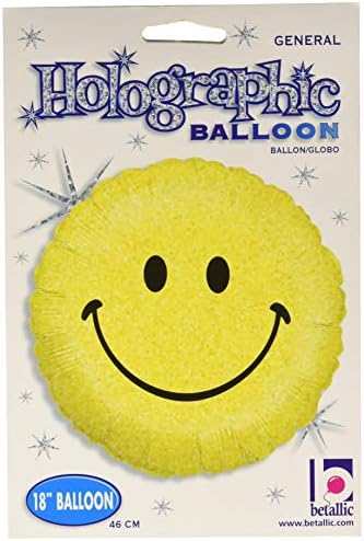 Betatallic Smiley Face Balloon Holographic Foil, 18 , galben