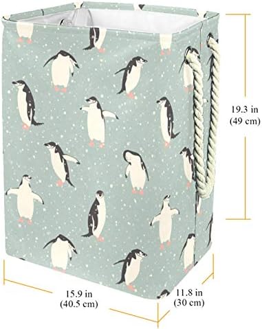 NDKMEHFOJ pinguini și zăpadă rufe împiedică coșuri impermeabil haine murdare Sortator pliabil mâner moale colorat pentru acasă