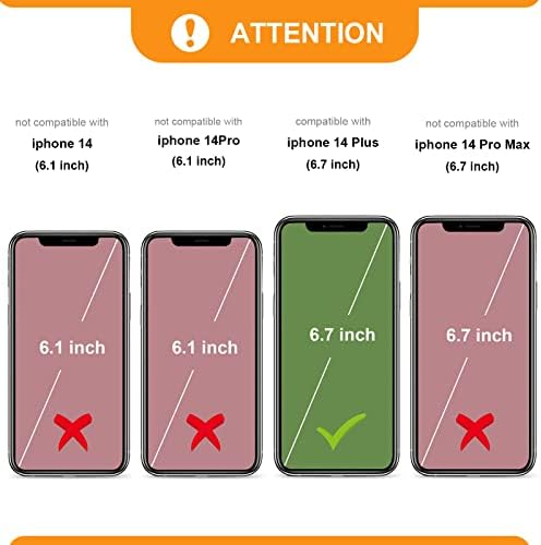 Bocasal RFID blocare portofel caz pentru iPhone 14 Plus, reglabil Crossbody fermoar pungă caz Card titular cu Kickstand curea