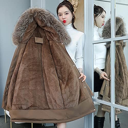 Grea Puffer jacheta cald iarna haina îngroșa bumbac artificiale-iarbă împodobite Hoodies Casual Jachete pentru femei