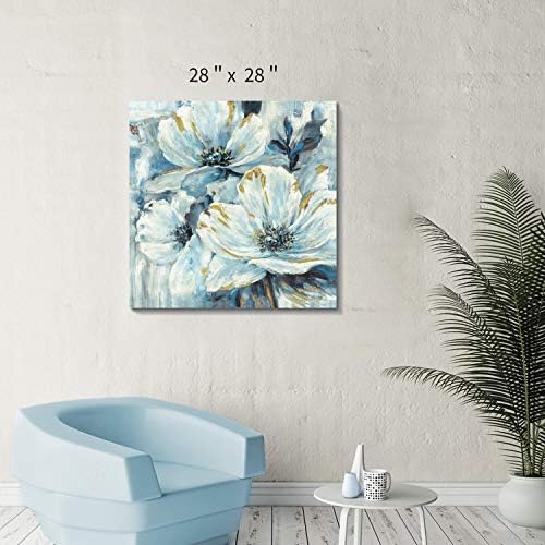 Flori artistice Flori de artă Canvas Pictură Picte: Buchet de Lily alb și albastru cu petale înflorite Artă de perete pentru