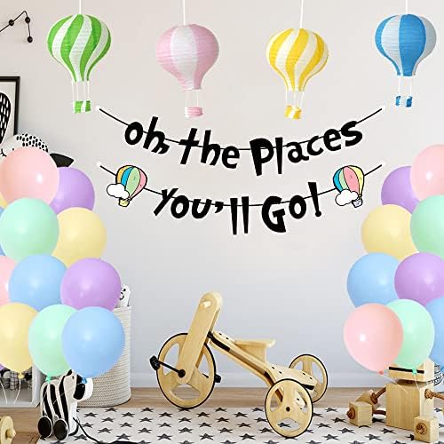Ahzemepinyo Oh the Places you ' ll Go Banner și 4 buc Baloane cu aer cald 30 buc Baloane colorate pentru Baby Shower 1st Birthday