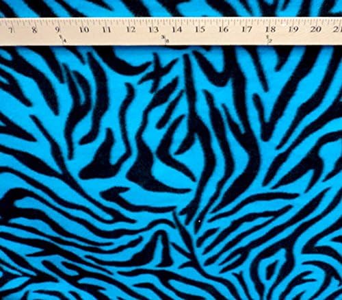 Imprimeuri din țesătură din Lână polară Animal Print Aqua Zebra / 60 lățime / vândut de curte FE-N-14