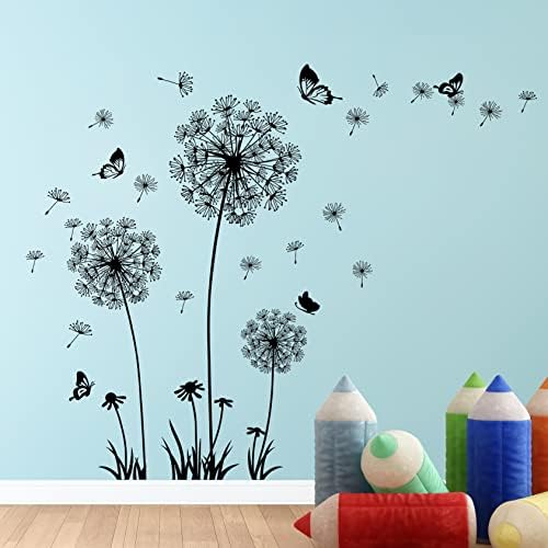 Buiory detașabil 3D papadie perete decalcomanii flori și Flying fluture Perete Autocolante picturi murale autoadezive coaja