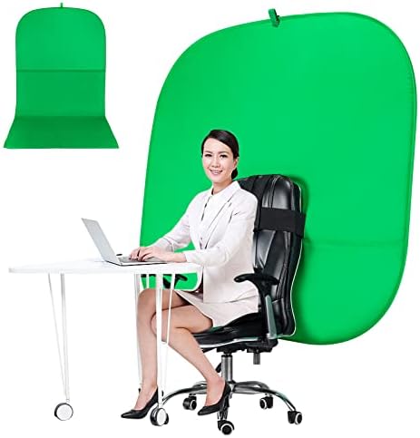 Scaun cu ecran verde Rgtbanwpn, ecran verde portabil de 59 inch, fundal portabil, Ecran de fundal verde de 4,65 ft portabil, cheie cromatică verde pentru Video