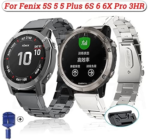 GHFHSG 20 22 26mm Curelă metalică din oțel inoxidabil pentru Garmin Fenix ​​5s 5 5x plus 6x 6 6SPRO 3HR Rapid Rapid Smart Watch