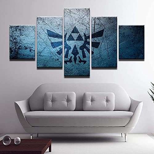 Haoshunda Zelda Triforce Poster Decor pentru casă Artă de perete 5 Panou Canvas Print Wall Art