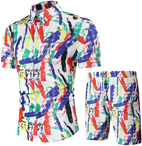 Men Summer Fashion Top Costum scurt timp liber timp liber Digital Imprimat din două piese Tricou Short Suit Short Beach Tricou