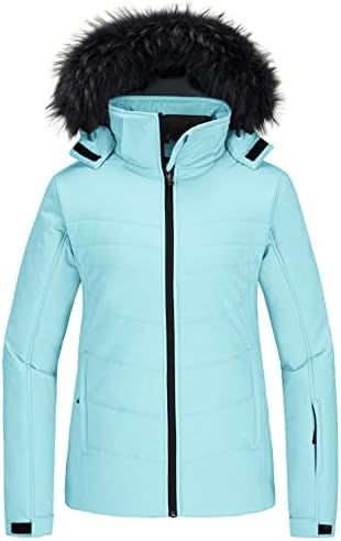 Jacheta de schi impermeabilă pentru femei Skieer, sacou cu glugă groasă de iarnă