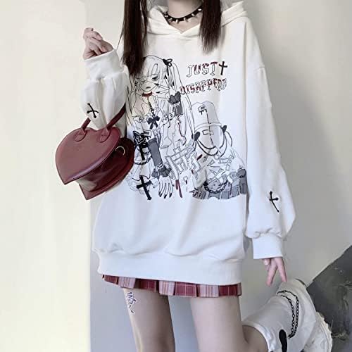 Anime Girl Hoodie haine adolescente Goth Gamer Y2K Școala japoneză Tops Black JK Kawaii estetică 12 14 16