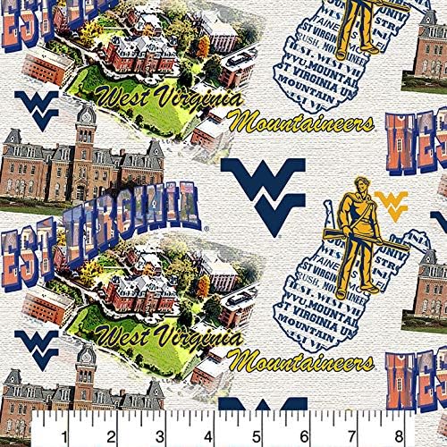 Universitatea din Virginia de Vest Fat Quarter-NCAA Collegiate bumbac Fabric-WV1212