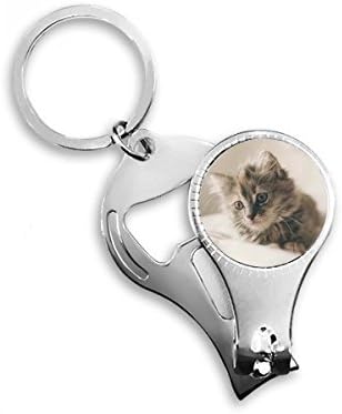Animal Kitty Grey Cat Photogram Nipper Nipper Ring Key Lanț Deschizor de sticle Clipper