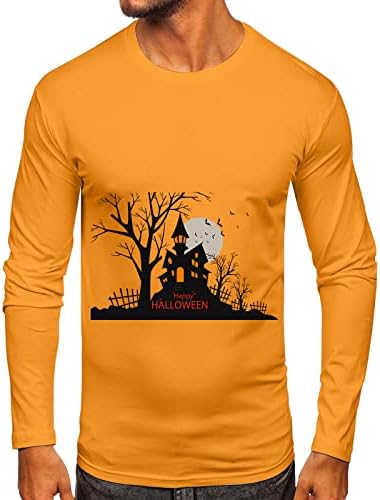 XXBR HALLOWEEN MEN’S HALLOWEEN HALLOWEEN, bărbați Happy Halloween Haunted House Imprimat cu mânecă lungă echipaj Neck Slim