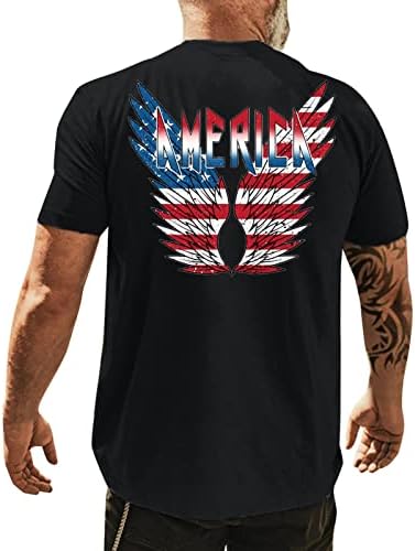 Xxbr stele și dungi tricou tipărit pentru bărbați clasic fit crewneck patriotic SUA steag top soldat tricou cu mânecă scurtă
