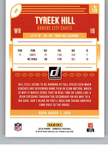 2018 Donruss Football 139 Tyreek Hill Kansas City Chiefs oficial NFL Card de tranzacționare