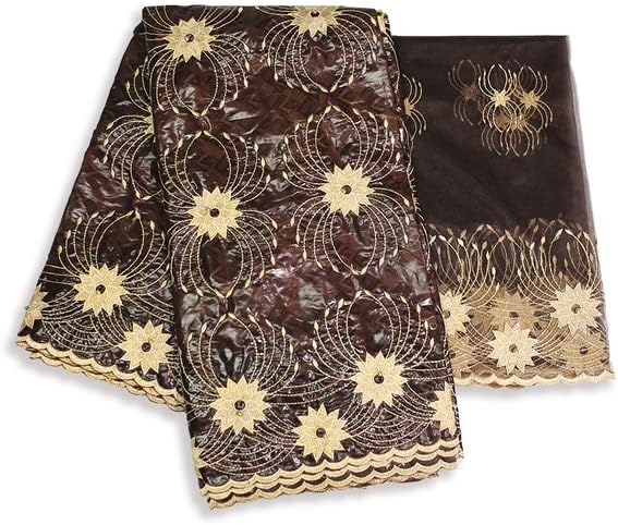 Negru African Fabric bumbac Fabric Guinea Brocade Fabric pentru nunta 5 + 2yards/lot Fabric pentru rochie de mireasa Bridal